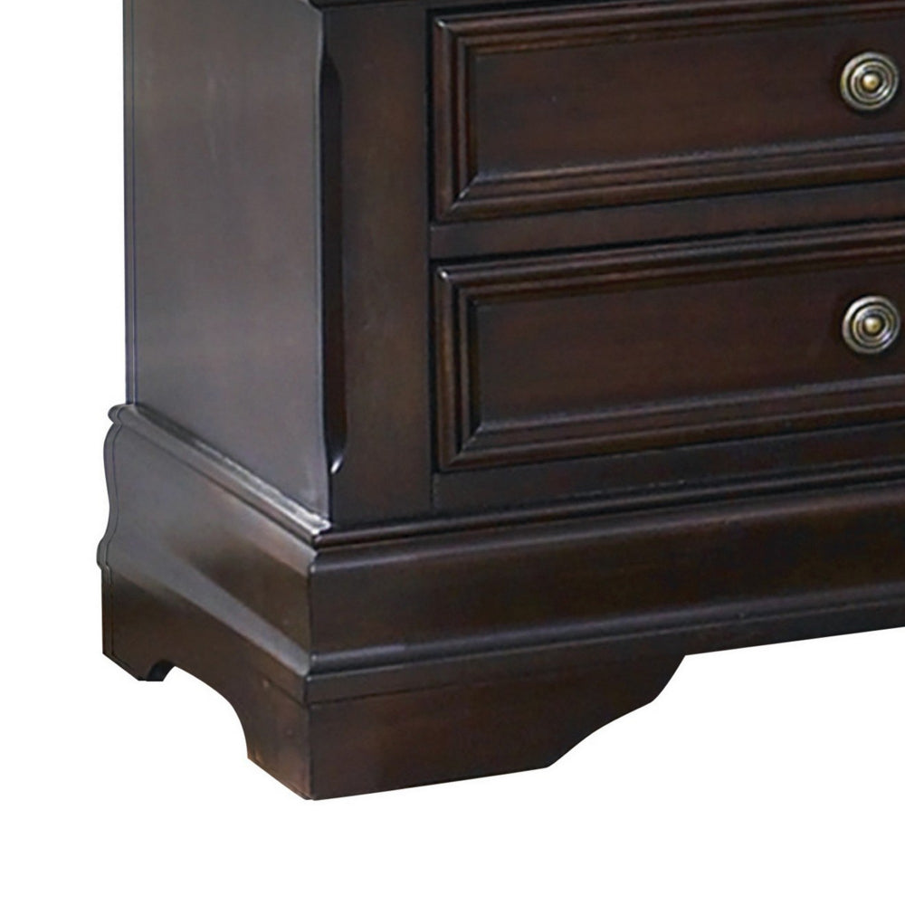 Bee 26 Inch 3 Drawer Nightstand, Felt Lined Top Drawer, Cappuccino Brown - BM296733