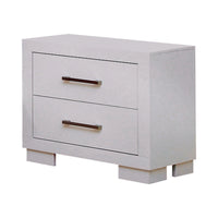 Bela 26 Inch 2 Drawer Nightstand, Felt Lined, Silver Handles, Crisp White - BM296751