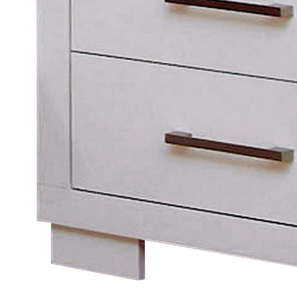 Bela 26 Inch 2 Drawer Nightstand, Felt Lined, Silver Handles, Crisp White - BM296751