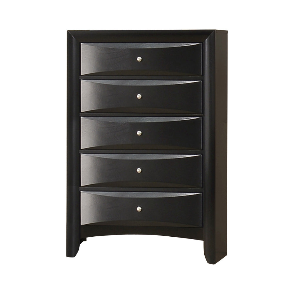 Ica 49 Inch Tall Dresser Chest, 5 Chambered Drawers, Felt Lined, Black - BM296757