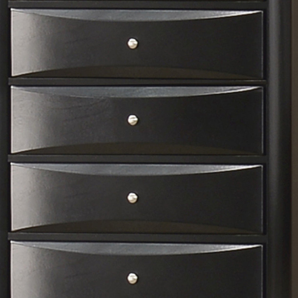 Ica 49 Inch Tall Dresser Chest, 5 Chambered Drawers, Felt Lined, Black - BM296757