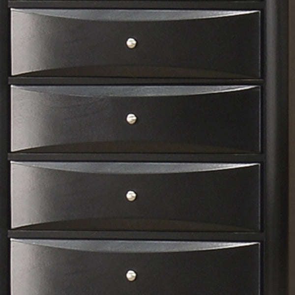 Ica 49 Inch Tall Dresser Chest, 5 Chambered Drawers, Felt Lined, Black - BM296757