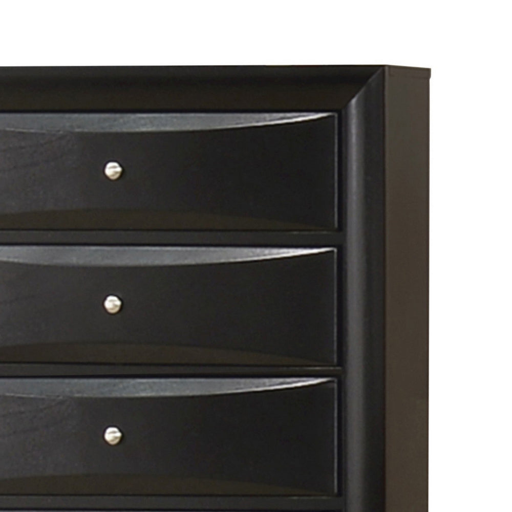 Ica 49 Inch Tall Dresser Chest, 5 Chambered Drawers, Felt Lined, Black - BM296757