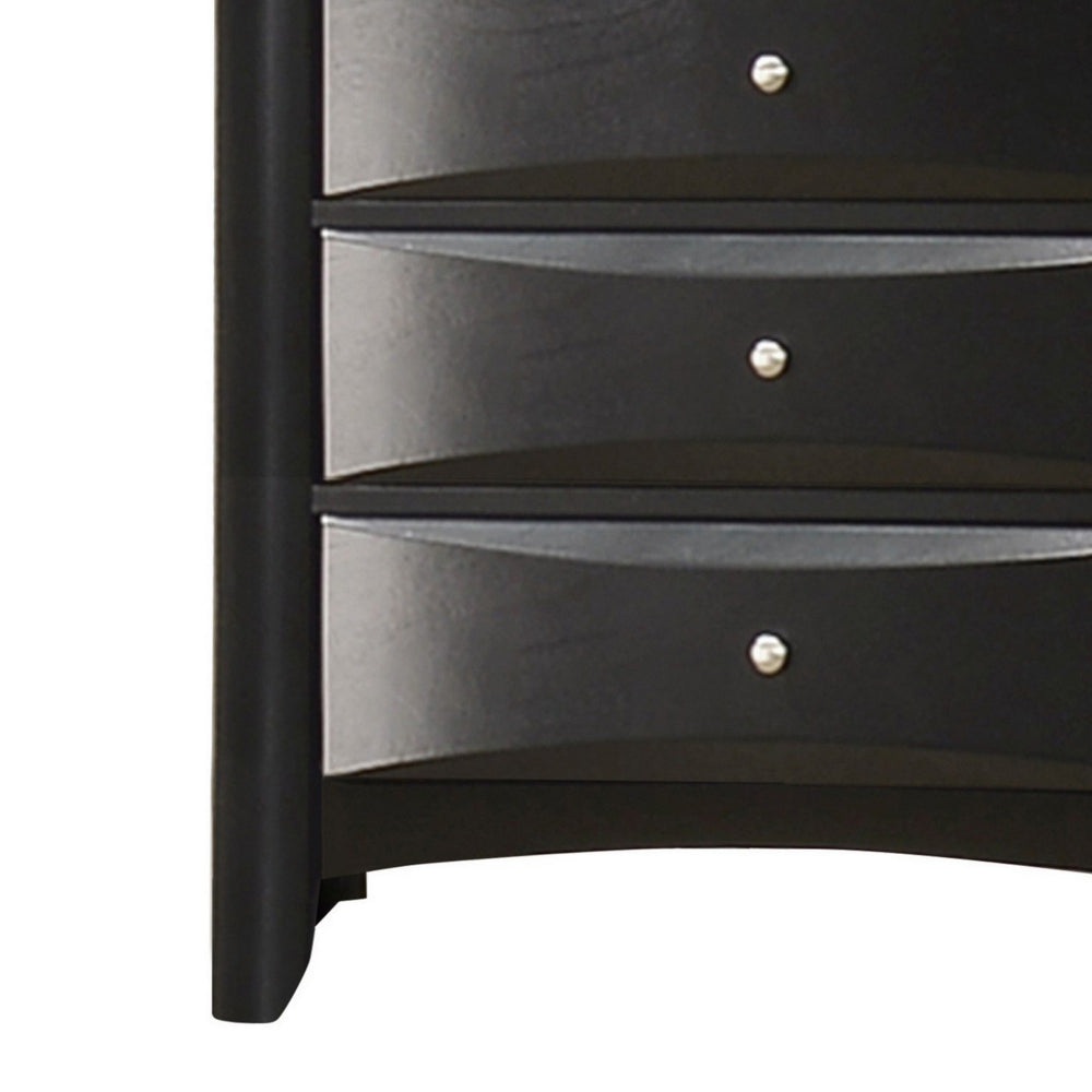 Ica 49 Inch Tall Dresser Chest, 5 Chambered Drawers, Felt Lined, Black - BM296757