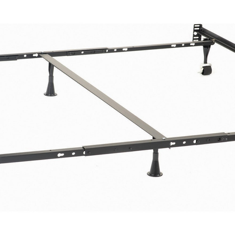 Akz Multisize Bed Frame for Q, K, CK, Six Metal Legs, Rolling Caster Wheels - BM296773