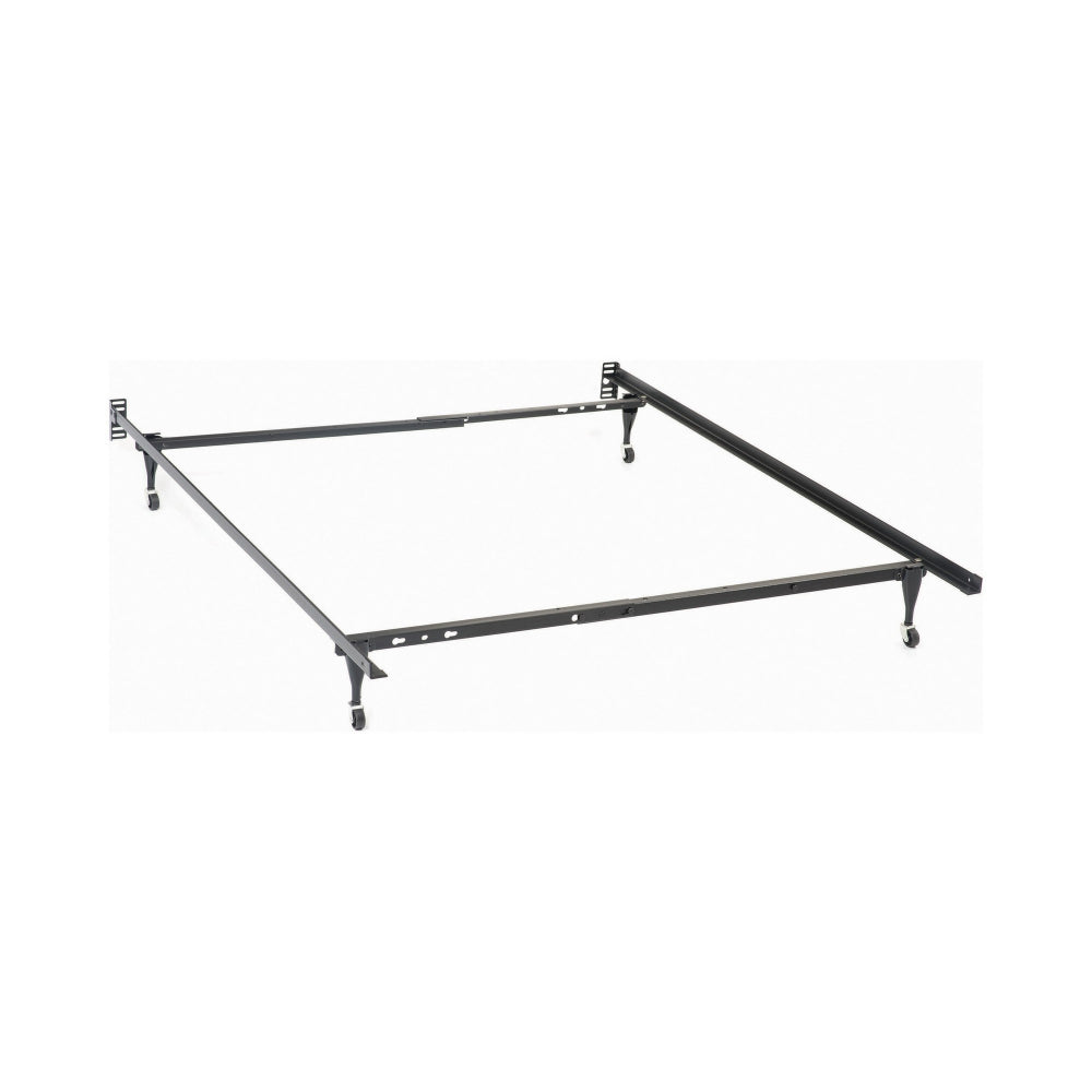 Nit Multisize Metal Bed Frame, Twin or Full Size, Caster Wheels, Black - BM296774