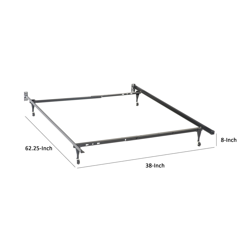 Nit Multisize Metal Bed Frame, Twin or Full Size, Caster Wheels, Black - BM296774