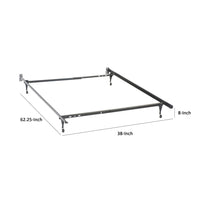 Nit Multisize Metal Bed Frame, Twin or Full Size, Caster Wheels, Black - BM296774