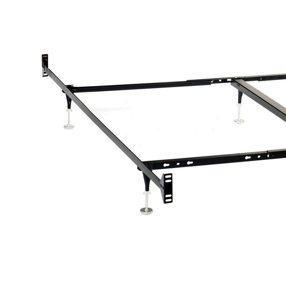 Bed Frame, Queen or King, 6 Metal Legs with Adjustable Glides, Matte Black - BM296775