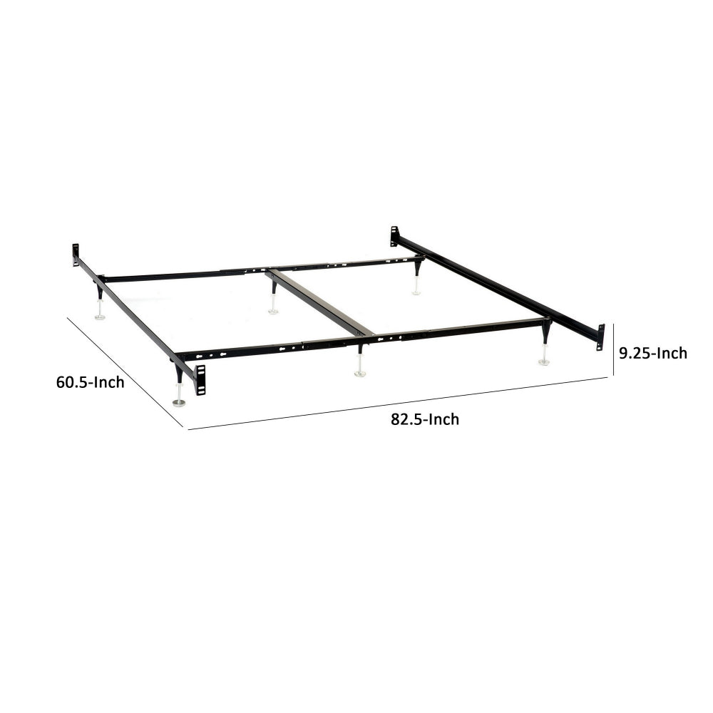 Bed Frame, Queen or King, 6 Metal Legs with Adjustable Glides, Matte Black - BM296775