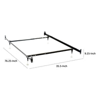 Nit Multisize Bed Frame, Twin or Full, 4 Legs with Glides, Black Metal - BM296777