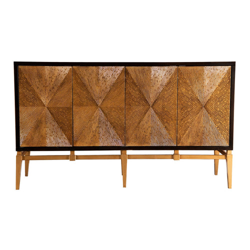 Col 60 Inch 4 Door Sideboard Cabinet Console, Vintage Gold, Brown, Black  - BM296786