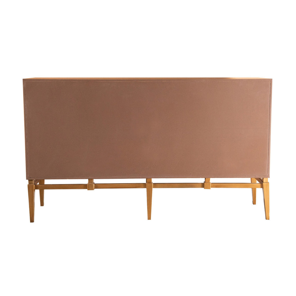 Col 60 Inch 4 Door Sideboard Cabinet Console, Vintage Gold, Brown, Black  - BM296786