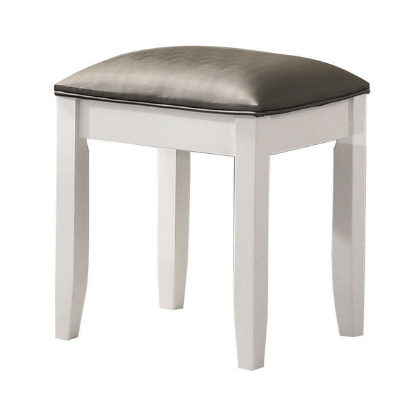 Benzara White and Gold Small Upholstered Bar Stool Benzara White and Gold Small Upholstered Bar Stool