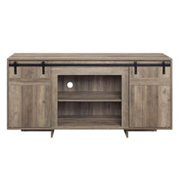 Rick 60 Inch TV Media Entertainment Console, 2 Farmhouse Barn Doors, Gray - BM296809