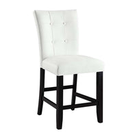 Nok 25 Inch Counter Chair, Set of 2, Button Tufted Back, White, Black  - BM296875