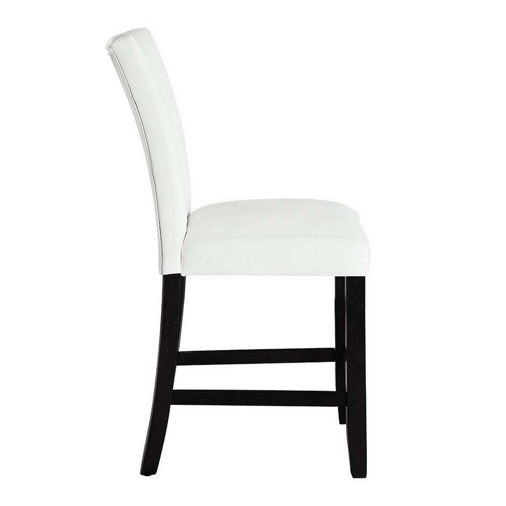 Nok 25 Inch Counter Chair, Set of 2, Button Tufted Back, White, Black  - BM296875