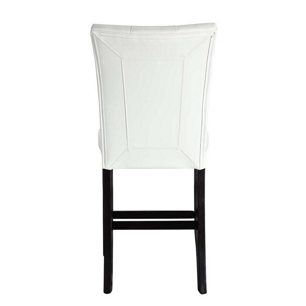 Nok 25 Inch Counter Chair, Set of 2, Button Tufted Back, White, Black  - BM296875