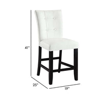 Nok 25 Inch Counter Chair, Set of 2, Button Tufted Back, White, Black  - BM296875