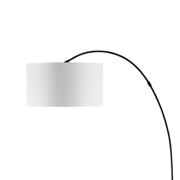 85 Inch Modern Arch Lamp, Round White Fabric Shade, Black Metal Frame  - BM296904
