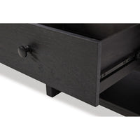 24 Inch Square Side End Table, Wire Brushed Black Wood, Single Drawer  - BM296906