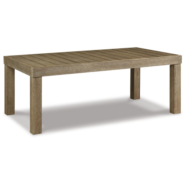 48 Inch Cocktail Coffee Table, Natural Brown Wood, Slatted Style Surface - BM296912