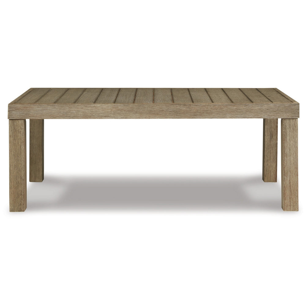 48 Inch Cocktail Coffee Table, Natural Brown Wood, Slatted Style Surface - BM296912