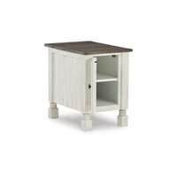 Tex 24 Inch Chairside End Table, Gray Plank Surface, USB Charger, White - BM296922