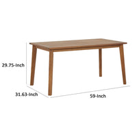 Nilen 59 Inch Dining Table, Natural Brown Acacia Wood, Slatted Surface - BM296947