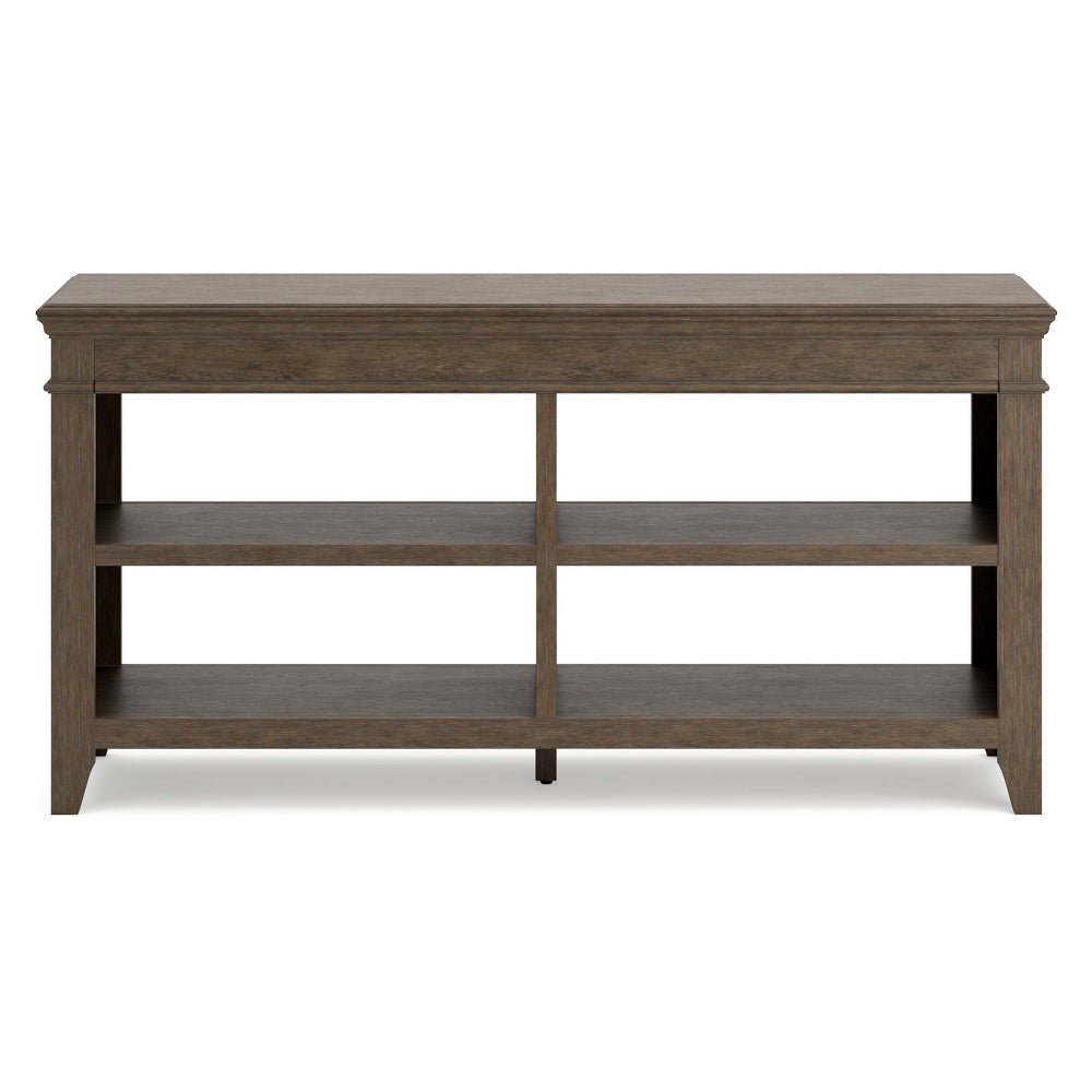 Vells 60 Inch Credenza Table, 2 Adjustable Shelves, Brushed Grayish Brown - BM296974