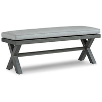 Asp 54 Inch Outdoor Bench, Gray Aluminum Frame, Soft Polyester Cushioning - BM296993