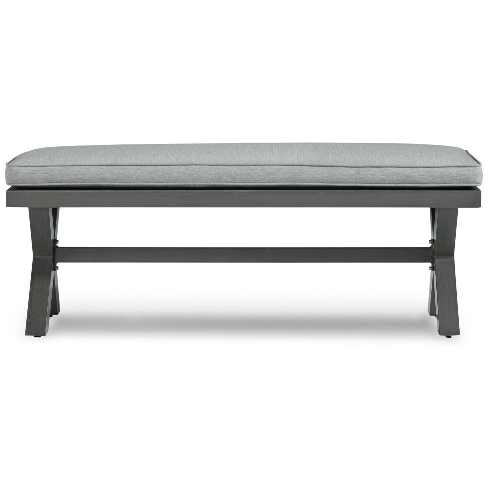 Asp 54 Inch Outdoor Bench, Gray Aluminum Frame, Soft Polyester Cushioning - BM296993