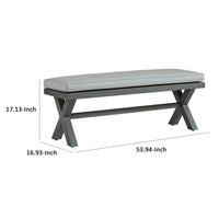 Asp 54 Inch Outdoor Bench, Gray Aluminum Frame, Soft Polyester Cushioning - BM296993