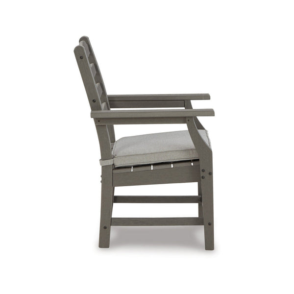 Clio 25 Inch Outdoor Arm Chair, Set of 2, Gray Frame, Polyester Fabric - BM296995
