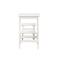 24 Inch 3 Level Step Stool, Plank Tops and Safety Latch, Classic White Wood - BM299370