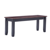 Zoy 48 Inch Wood Dining Bench, Cherry Brown Top, Classic Black Tapered Legs - BM299371