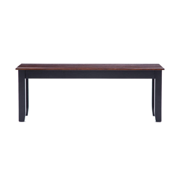 Zoy 48 Inch Wood Dining Bench, Cherry Brown Top, Classic Black Tapered Legs - BM299371