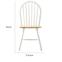 Nova 18 Inch Windsor Dining Chair, Set of 2, Farmhouse Style, White, Brown - BM299381