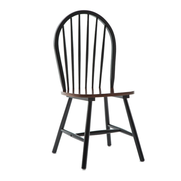 Nova 18 Inch Windsor Dining Chair, Set of 2, Farmhouse Style, Black, Brown - BM299382