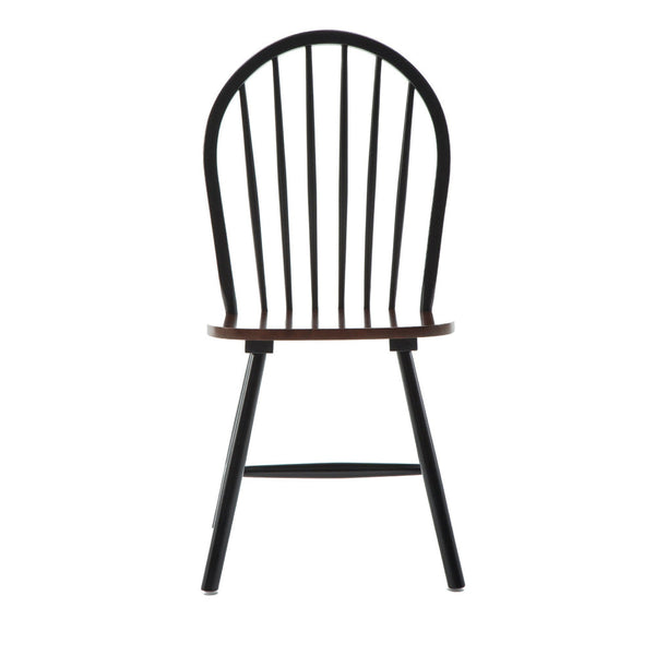 Nova 18 Inch Windsor Dining Chair, Set of 2, Farmhouse Style, Black, Brown - BM299382