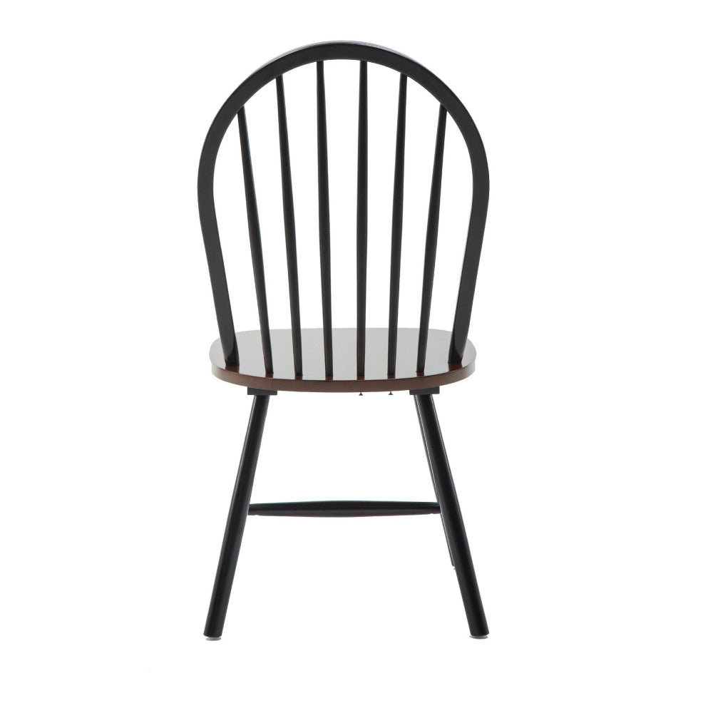 Nova 18 Inch Windsor Dining Chair, Set of 2, Farmhouse Style, Black, Brown - BM299382