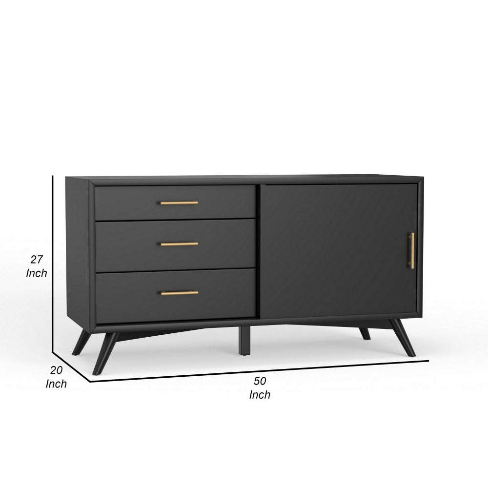 Ian 50 Inch TV Media Entertainment Console, 3 Drawers and 1 Cabinet, Black - BM299479