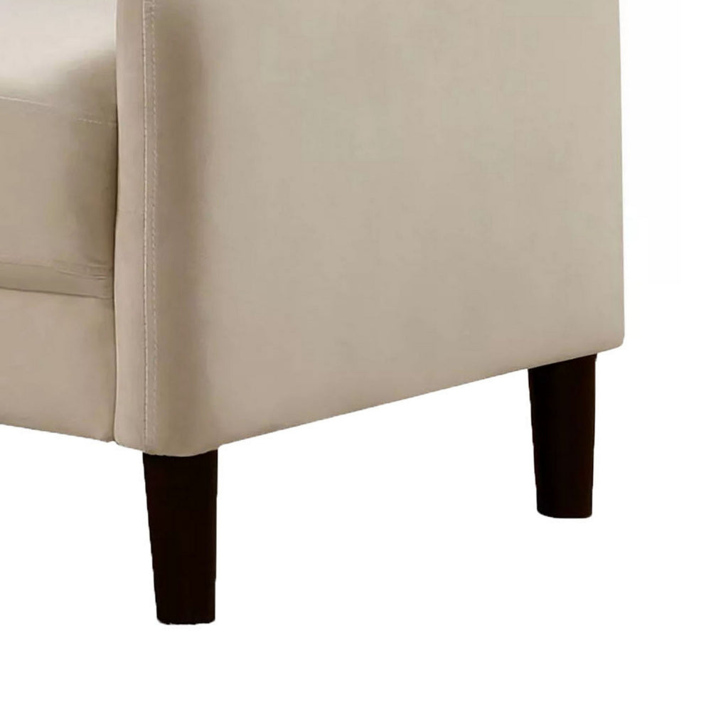 Foz 52 Inch Loveseat, Sloped Arms, Round Tapered Legs, Beige Flannelette - BM299609