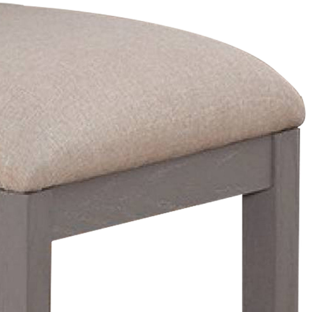 24 Inch Wood Counter Stool, Set of 2, Cushioned, Farmhouse Design, Gray - BM299638