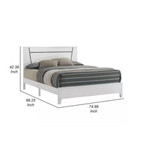 Lif High Gloss California King Bed, Glitter Filled Panel, Solid Wood, White - BM299641