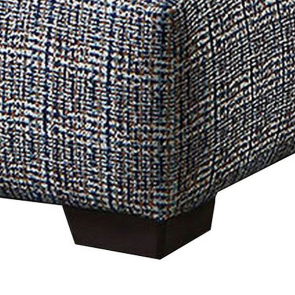 Dih 38 Inch Square Ottoman, Abstract Patterning, Gray Blue Chenille Fabric  - BM299674