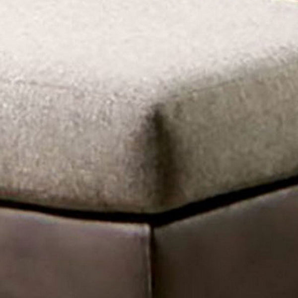 38 Inch Rectangular Ottoman, Brown Fabric Seat Cushion, Microfiber Bottom - BM299680