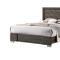 Lola Classic King Size Bed, Wood Grain, Strong Block Legs, Taupe Brown - BM300205