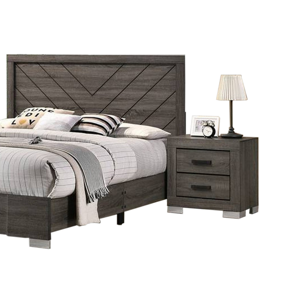 Lola Classic King Size Bed, Wood Grain, Strong Block Legs, Taupe Brown - BM300205