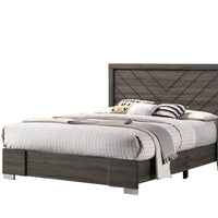 Lola Classic King Size Bed, Wood Grain, Strong Block Legs, Taupe Brown - BM300205